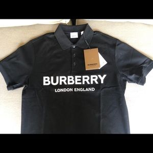Burberry black cotton polo shirt M